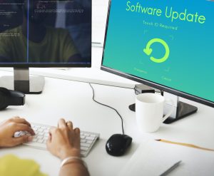 concepto de pantalla de dispositivo electrónico de actualización de software